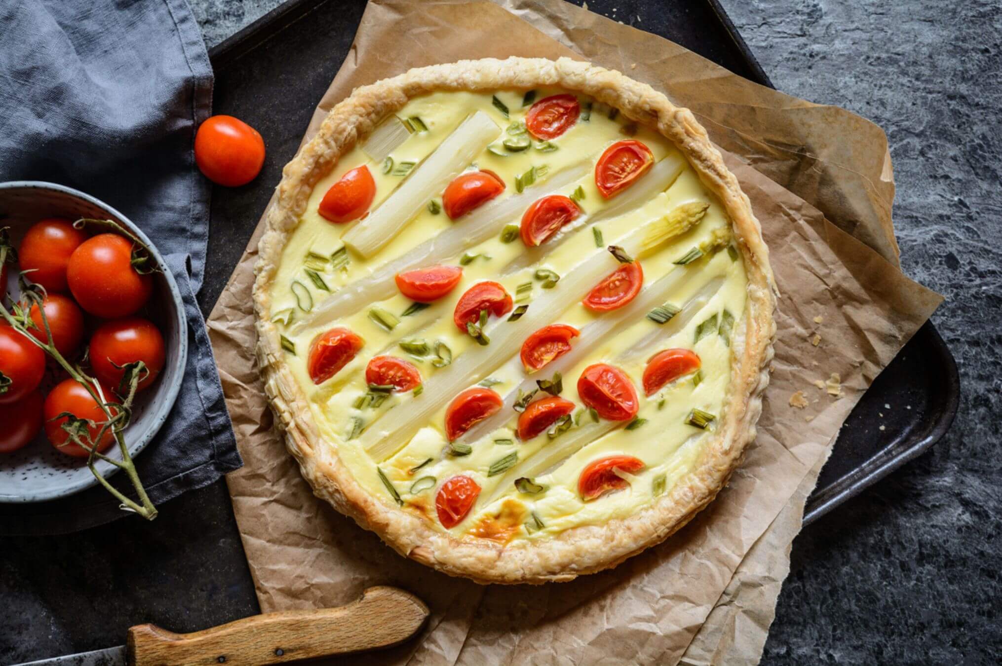 Receta Dantza quiche de espárragos y cherries